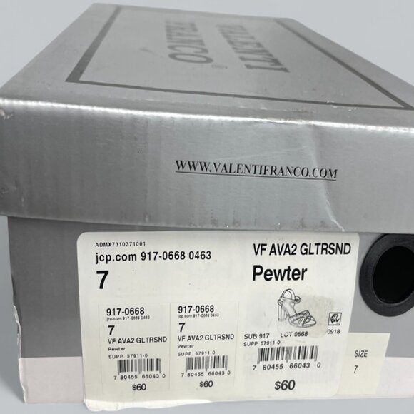 Valenti Franco Women's 7 Strappy Sandal Pewter Glitter Beaded High Heel Shoes - Picture 13 of 13